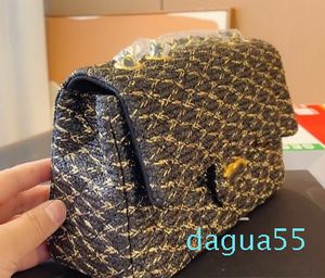 Sonbahar Klasik Tweed Kadınlar Crossbody Tasarımcı Moda Fransız Marka Mektubu Omuz Çantası Lady High Citity Donanım Koltuklu Zincir Alışveriş Çantası 24cm