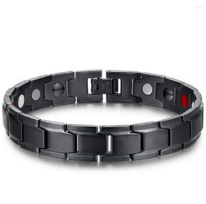 Link Bracelets High Geade Protection EMF Energia Quantum Bangle Magnética Pulseira de aço inoxidável com pedras de saúde para homens charme