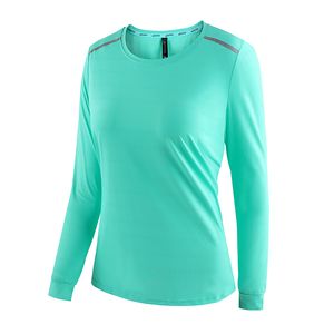 新しいクルーネック長袖Tシャツ女性用通気性クイック乾燥トップランニングトレーニングカジュアルスポーツウェアレディ
