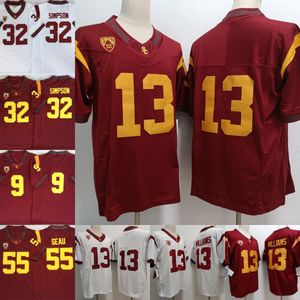 Herren 13 Caleb Williams USC Trojans Fußballtrikot genäht 9 JuJu Smith-Schuster 43 Troy Polamalu Trikot