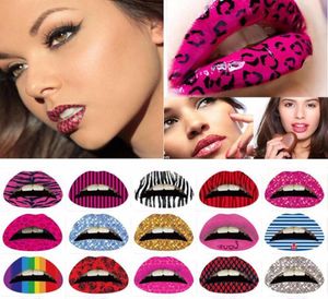 3D Art Lips Sticker Glitter Pink Sexy Mönster Makeup Tattoo Lip Diy Tattoo Decals Lip Shape Neck Bosom Stickers9430087