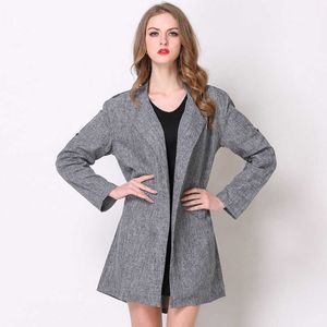 Women's Trench Coats Spring and Autumn Leisure Long Coat Women's Long Sleeve Windbreaker Large