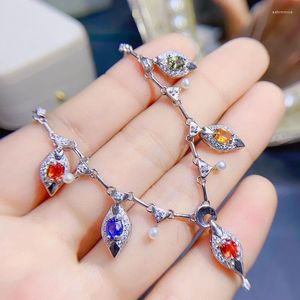 Cluster Rings Luxury 925 Silver Natural Color Sapphire Wedding Collana Fashion Goddess Style Engagement Jewelry