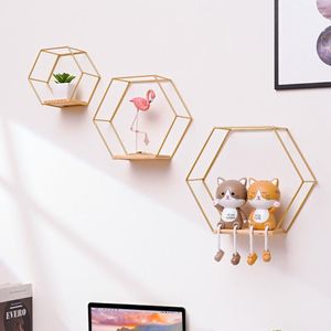 Dekorativa föremål Figurer Iron Decorative Rack Metal Display Rack Wall Organizer Storage Rack Bedroom Decoration Badrumshängare