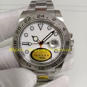 2 kolorowe męże 42 mm zegarki prawdziwe zdjęcie mężczyzn 216570 Sapphire White Dial Orange Hand 904L Stalowa bransoletka V12 Automatyczna cal.3187 Ruch na rękę zegarek mechaniczny