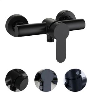 Cabeças de chuveiro do banheiro 1 pcs torneira de aço inoxidável e misturador de água fria montado na parede alça de metal cozimento preto 231118