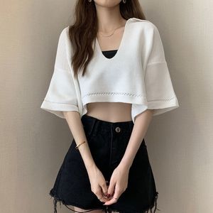 Womens TShirt Cropped Tshirt Sexy Clothing Summer Brandy Melville Cute Tops for Girls Korean Style Harajuku Fashion Friends Y2k 230419