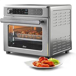 Bakning av konditoriverktyg Oster Digital Air Fryer Oven med RapidCrisp Rostfritt stål 12funktionsbänkskonvektion Pizza Silver 231118