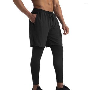 Running Shorts Men 2 In 1 Double-deck Quick Dry Sport Fitness Jogging Workout Soccer Sports Short Pants