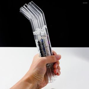 Dekoratif figürinler 10pcs/set doğal kristal çakıl cam pipet ametist enerji sağlık içeceği saman aile içmenin dekorasyonu