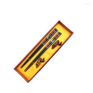 Juego de palillos de madera con caja de regalo japonés Hashi coreano Sushi Chop Sticks para amigos extranjeros chinos