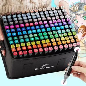 Kids Art Mark Pen Drawing Toy Color Drawing Accessories Oily Double Head Color Mark Pen Manga Art Painting Brush 24/36/48/60/80/168 Color