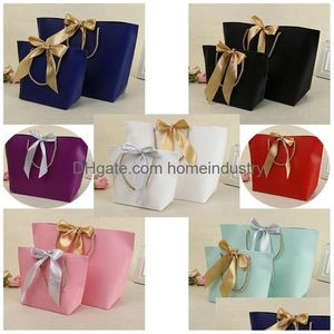 Gift Wrap Paper Gifts Bags With Handles Pure Color 10 Colors Clothes Shoe Jewelry Shop Bag Recyclable For Packaging 21X7X17Cm 1 42Jy Dhehb