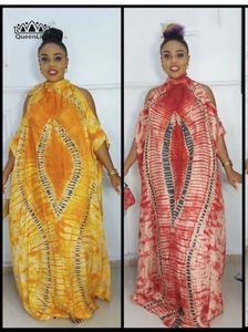 Ethnische Kleidung Free Style African National Merkmale Klassisches Muster Chiffon Offtheshoulder Stehkragen Kleider in Übergröße 230419