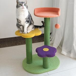 Katzenbetten Lammwolle Baum Turm Schwert Seil Kratzbrett Post Geräumige Eigentumswohnung Gemütliche Plattform Baumelndes Springspielzeug