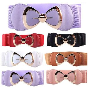 Belts Female Wide Waistband Simple Metal Buckle Belt For Women Elastic Band Cinch Waist Suit Sweater Clothing Accessories