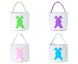 Ny Easter Bunny Ears Basket Bag Mix Color Canvas påskkorg Bunny Ears Väskor för barn Gift Bucket Cartoon Rabbit Carring Eggs B2244729