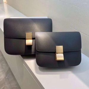 Evening Bags Leather Women's Bag Luxury Retro Tofu Small Square Shoulder Messenger Split Flap Handbag