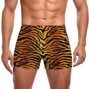 Men's Swimwear Tiger Stripes Yellow Swimming Trunks Animal Print Pool Plus Size Swim Shorts Custom Stay-in-Shape Male Briefs