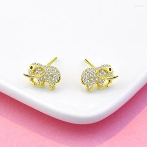 Backs Earrings Women's 925 Sterling Silver Gold Plated Elephant Temperament Entry Lux Special-Interest Design 2023