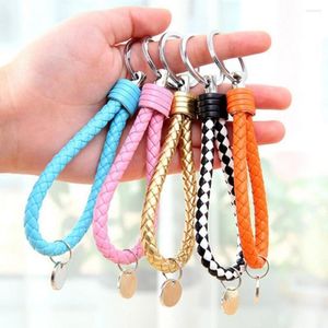 Keychains Multicolor PU Leather Braided Handwoven Rope Keychain For Men Women Sturdy DIY Keyring Simple Car Key Chains Couple Gift