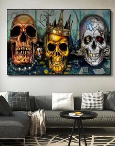 Modern Abstract Skull Art Street Wall Paints Print på duksaffischer och graffiti Väggbilder för vardagsrum heminredning5398694