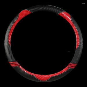 Steering Wheel Covers Carbon Fiber Leather Automobile Cover 38cm Anti-skid Sweat Absorbing Sports