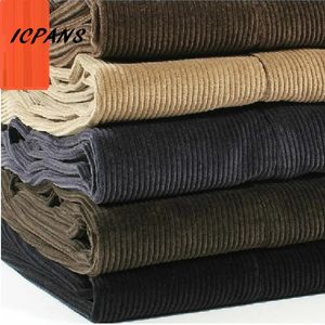 Calças masculinas ICPANS Corduroy Homens Calças Retas Grosso Quente Outono Inverno Calças Cintura Alta S Plus Size 40 42 44 231101