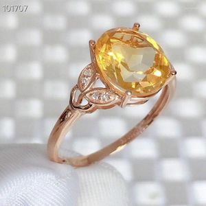 Cluster Rings Natural 8 10mm Citrine 18k Yellow Gold Classic Star Fine Jewelry per le donne Wedding Gemstone