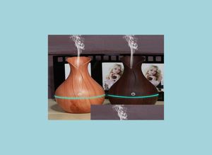 Aromatherapy Electric Humidifier Aroma Oil Diffuser Trasonic Wood Air Usb Cool Mini Mist Maker Led Lights For Home Office Drop Del1357944