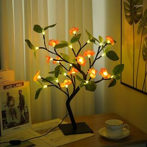 Nocne światła światła Bonsai Tree Lampa USB sztuczna śliwka kwiat stoli