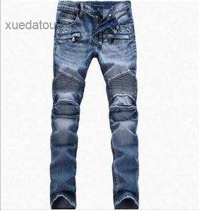 Jeans Men's Distressed Ripped Skinny Mens Jeans Slim Motorcycle Moto Biker Causal Mens Denim Pants Hip Hop Men Jeans 1 M74G