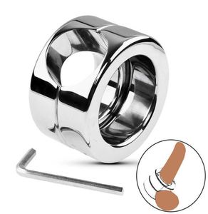 Brinquedo de massagem adulto produtos sexy metal aço inoxidável escrotal restrição tensão pingente anel pênis suporte de peso anel físico ex7504792