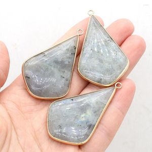 Pendant Necklaces Natural Stone Gem Faceted Flashing Labradorite Handmade Crafts Necklace Bracelet Earring Accessories For Woman 30x50mm