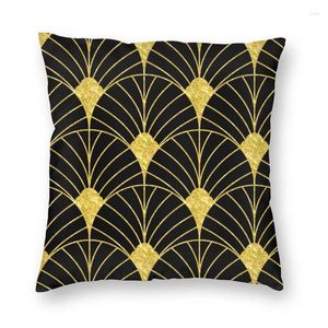 Kussen zacht goud en zwart Artdeco geometrisch naadloos patroonworp cover Home Decoratieve kussencover voor bank