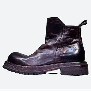 Botas de tornozelo masculinas de couro real tubo alto homem bota ao ar livre zip botas de grife masculinas