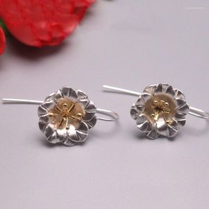 Dangle Küpe Varış S925 STERLING Silver Women Beauty Flower 30x16mm