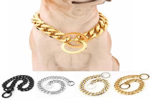 15mm rostfritt stål hundkedja metallträning husdjur krage tjocklek guld silver sliphundar krage för stora hundar pitbull bulldog q15379916