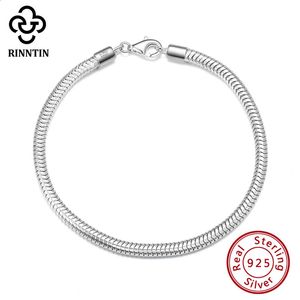 Corrente Rinntin Italiano 3mm Pulseira de Corrente de Cobra para Mulheres Homens Adolescentes Moda 925 Prata Pulseira Acessórios Jóias SB100231118