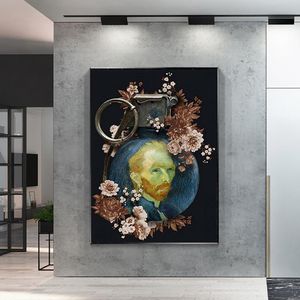 Grenades With Heads of Men Women Posters And Prints Abstract Flower Canvas Painting Wall Art For Living Room Decoration