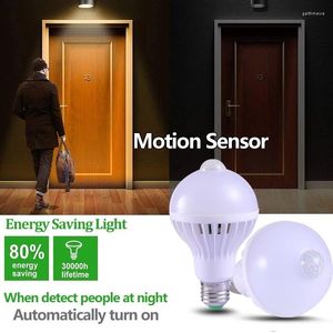 Motion Sensor Lamp 3W 5W 220V LED -glödlampa 7W 9W 12W Auto Smart Infrared Body Sound Light E27