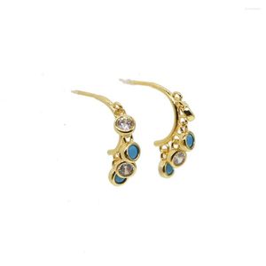 Brincos dangle Clear CZ azul turqueises redondos charme para garotas bohemia styles fofo adorável feminino 2023 Últimas jóias