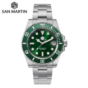 Wristwatches San Martin Men Watch 40.5mm Luxury Diver Water Ghost V3 NH35 Automatic Mechanical Sapphire Mirror 200m Waterproof BGW-9 Luminous 230419