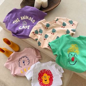 T-shirts Summer Kids T-shirt kortärmad toppar för baby tecknad pojkar skjortor flickor blus barn tees småbarn kläder kläder 230419