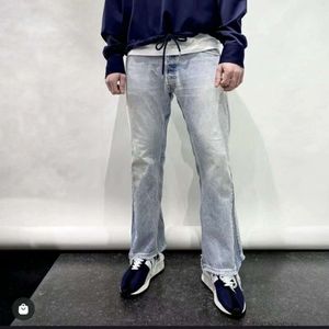 Дизайнерские джинсы Модные повседневные джинсовые брюки Galleryes depts's New Basic Wash Micro Flare Черные синие лоскутные джинсы Мужчины Женщины Универсальные брюки Тенденция