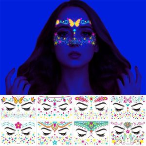 New Temporary Tattoos Stickers Music Festival Fluorescent Butterfly Waterproof Face Sticker Makeup Ball Neon Tattoo Sticker