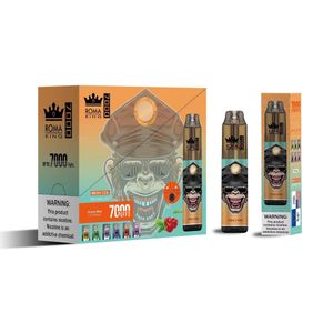 Echte elektronische Einweg-Zigarette ROMA KING 7000 RGB beleuchteter Vape Pod 20 Farben optional mit leistungsstarkem Akku 15 ml Kartusche PRO Puff Stick