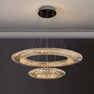 Light Luxury Crystal Chandelier Art Ring Living Room Dining Room Bedroom Lamps Indoor Lighting Home Decoration Led Chandelier