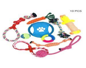 Brinquedos para cães mastiga 10 pcsset corda para cães brinquedos duráveis trançados filhote de cachorro dentição mastigar brinquedos algodão natural para limpeza dos dentes jk2012ph75336399740967
