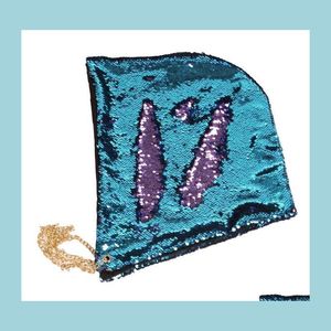 Parti Şapkaları Şapka Mermaid Pullu Hood Büyülü Tersinir Sequins Rave Grand Olay Sahne Performans Bling Cap Cosplay Props 4colors Dro Dhjmp